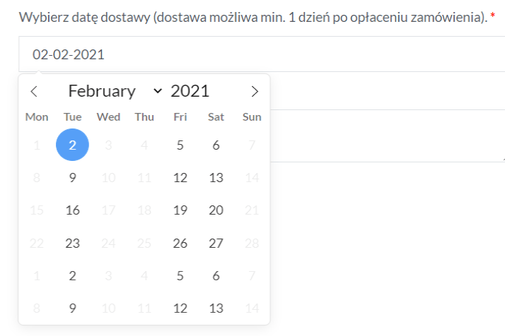 kalendarz dostaw